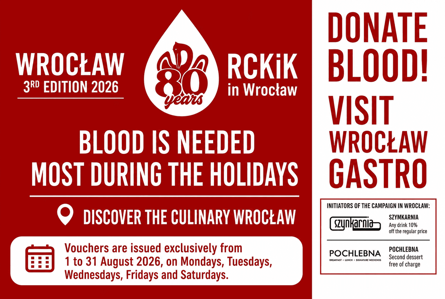 Donate Blood in Wrocław This August and Enjoy a Thank You Treat at Local Restaurants